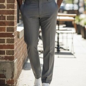 Joseph & Feiss Men's Dress Pants R 46 Polyester/Wool Blend Gray FF